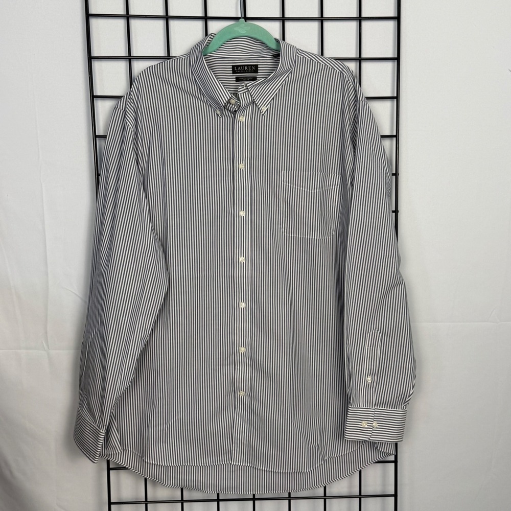 Lauren Ralph Lauren Button Down Shirt Men 19 36/37 Blue Black Label Tall Fit